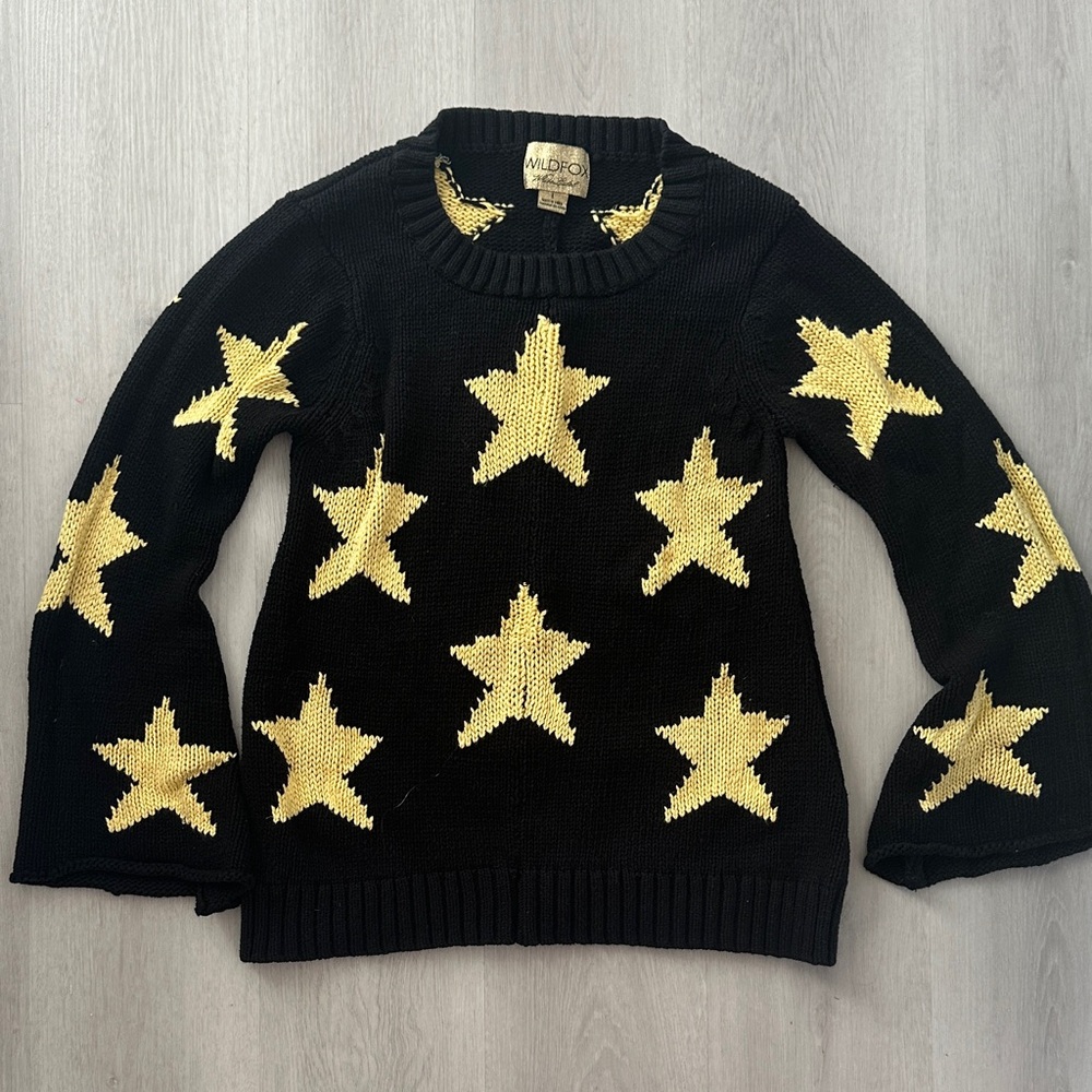 Wildfox Black Sweater with Gold Stars Size Medium-Large